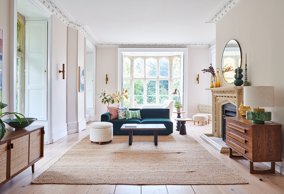 Stunning open plan living space full of period features and fireplace